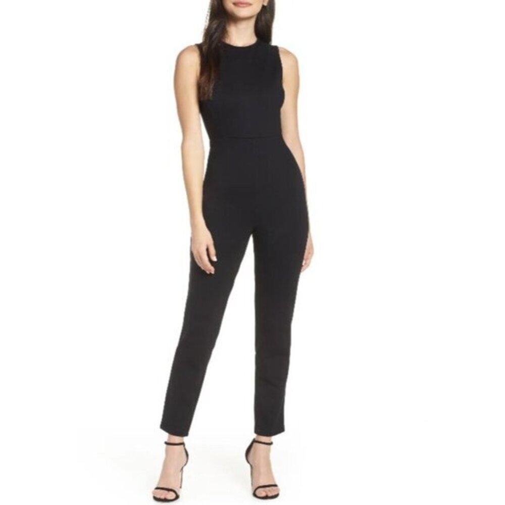French Connection Jumpsuit Black Sleeveless Lula Stretch SZ 4 NWT $178